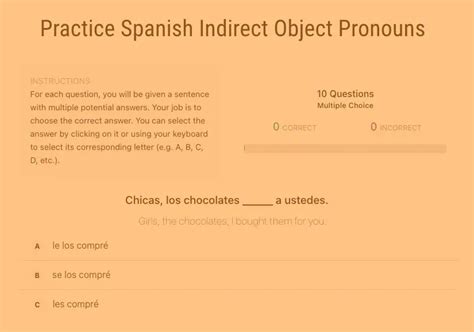 Solved: Fill in the blanks with the correct indirect object pronouns。